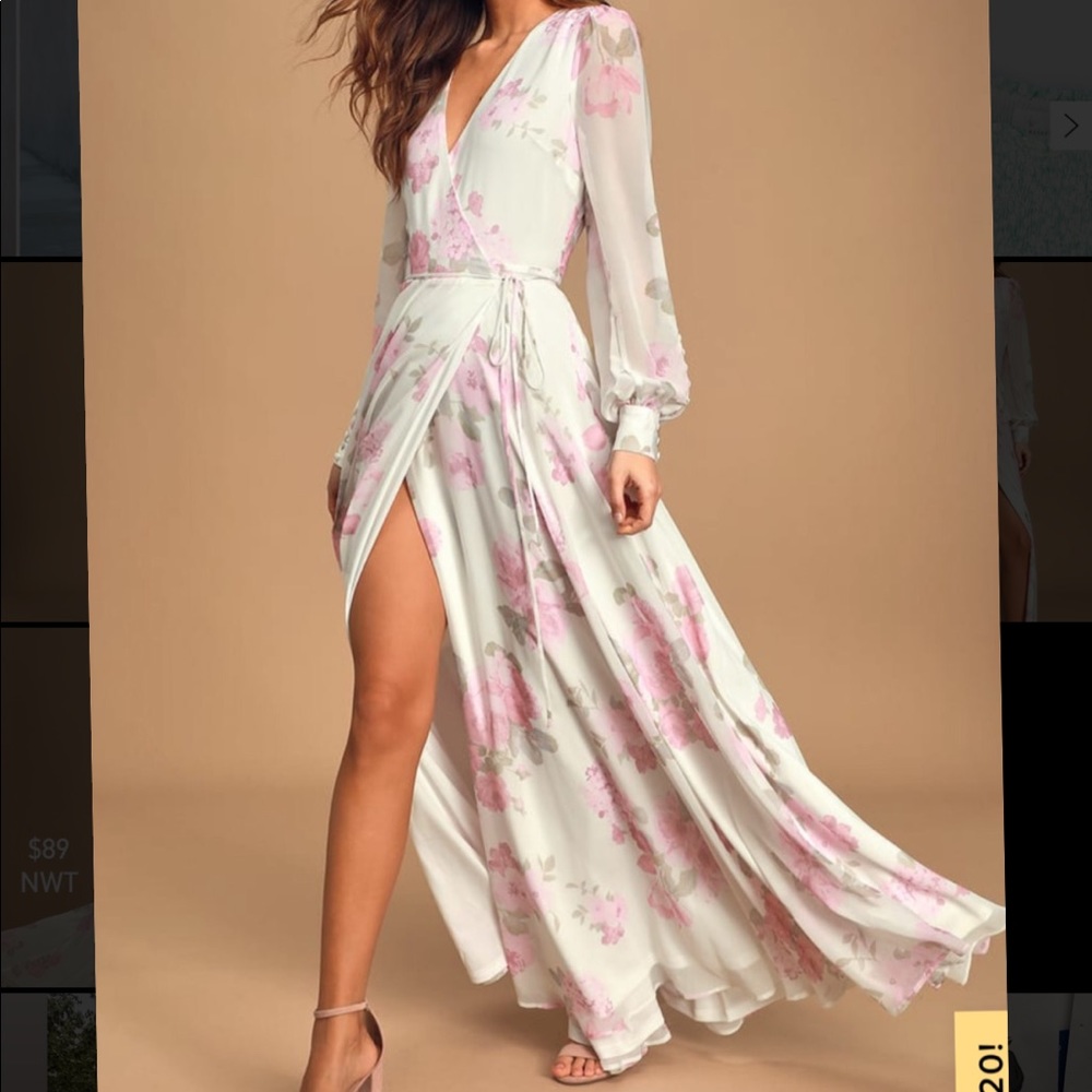 Lulus white floral maxi dress